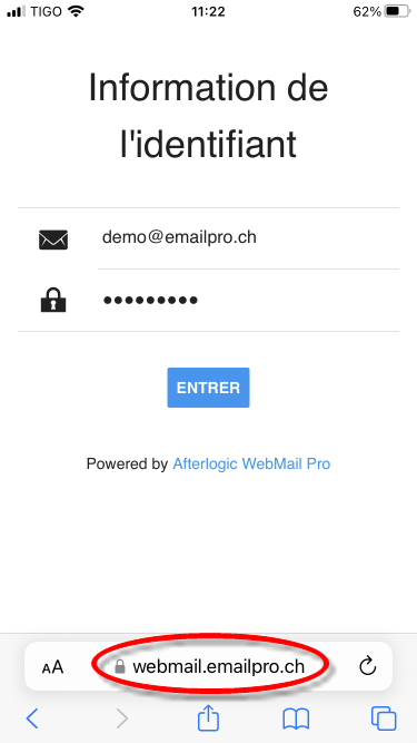 Connexion webmail