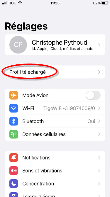 Profil téléchargé