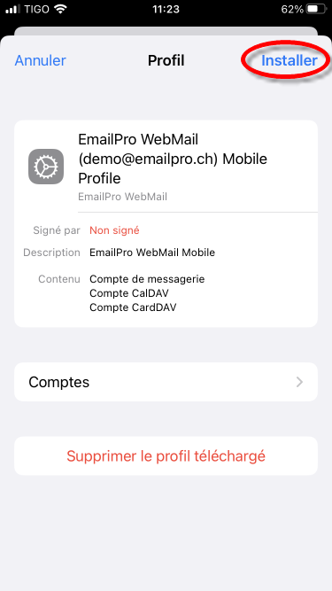 Détails profil