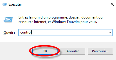 Accès panneau de contrôle