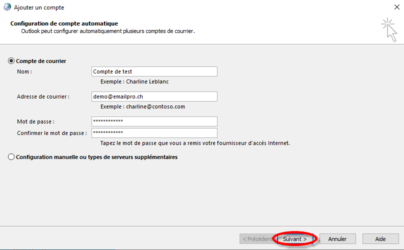 Configuration automatique