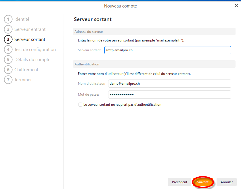 Serveur sortant