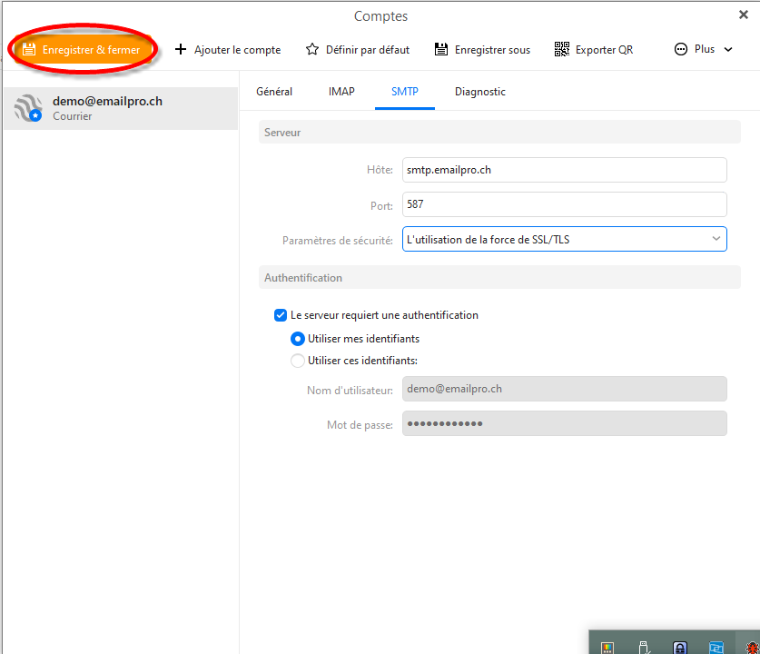 Ajuster SMTP