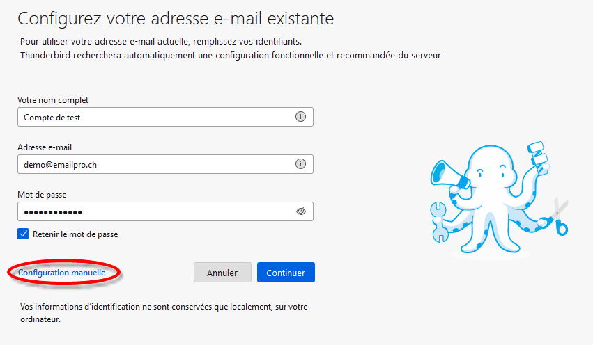 Configuration manuelle début